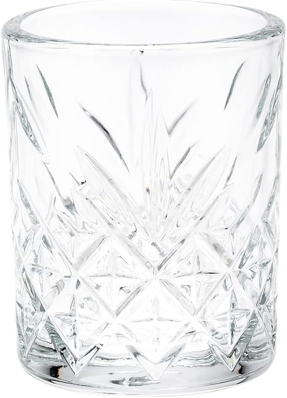 Restaurantware-Timeless 2 Ounce Shot Glasses, Set of 60 Etched Vintage Shot Glasses - Dishwasher-Safe, Chip-Resistant, Clear Glass Set, Lead-Free, For Whiskey, Tequila, or Vodka - Image 2