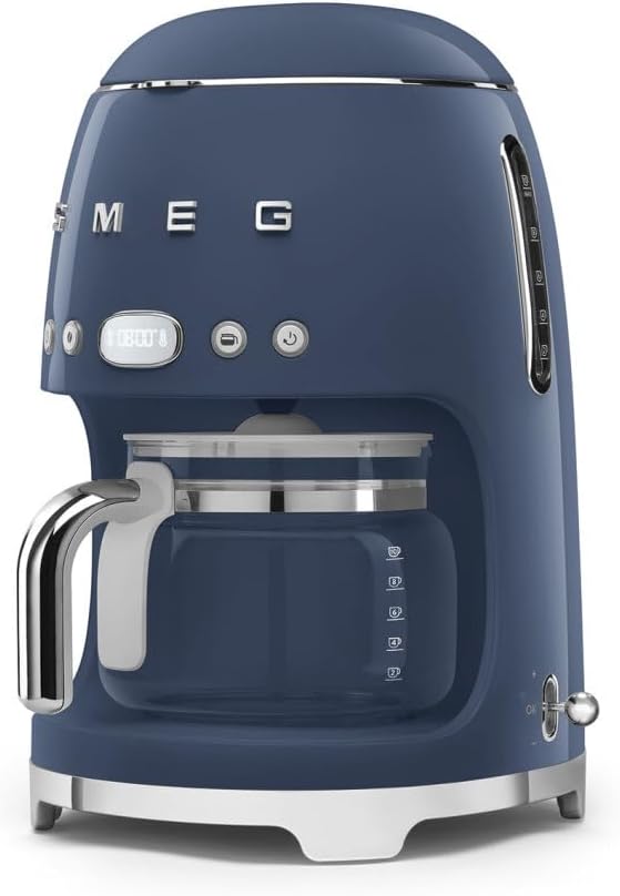 Smeg 50's Retro Style Aesthetic Drip Coffee Machine with 10 Cup Glass Carafe, Auto Start Feature, Keep Warm Plate, and Two Coffee Strength Settings (Navy Blue) - Image 3