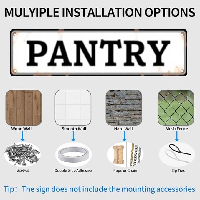 Pantry Tin Decor 16 * 4 Inches "PANTRY" Kitchen/Pantry Wall Art - Retro Functional Accent, Pantry Decor, Kitchen Metal Sign - Image 5