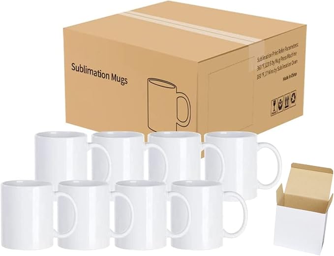 Sublimation Mugs, White Coffee Mugs 11oz Sublimation Coffee Cups AAA Coating Ceramic with Large Handle, Blanks White Mugs Set with Gift Boxes(Set of 36) - Image 4