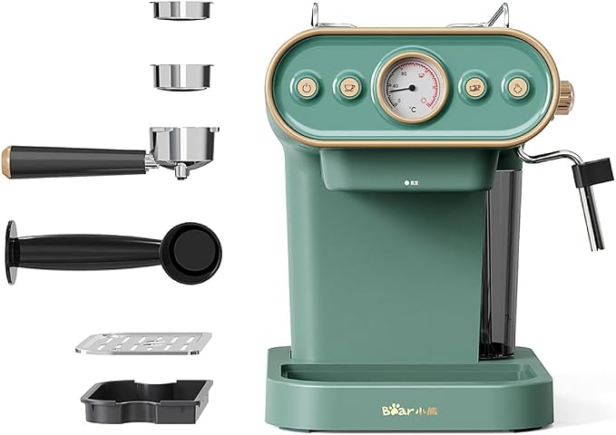 compact high-pressure coffee machine with steam frother by Unknown