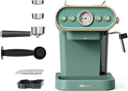 compact high-pressure coffee machine with steam frother by Unknown