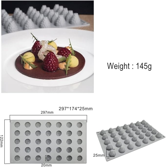 mostsom 35-Cavity 3D Raspberry Silicone Mold for Fondant Chocolate Candy Gum Paste Polymer Clay Resin Kitchen Baking Sugar Craft Cake Cupcake Decorating Tools (Raspberry D)