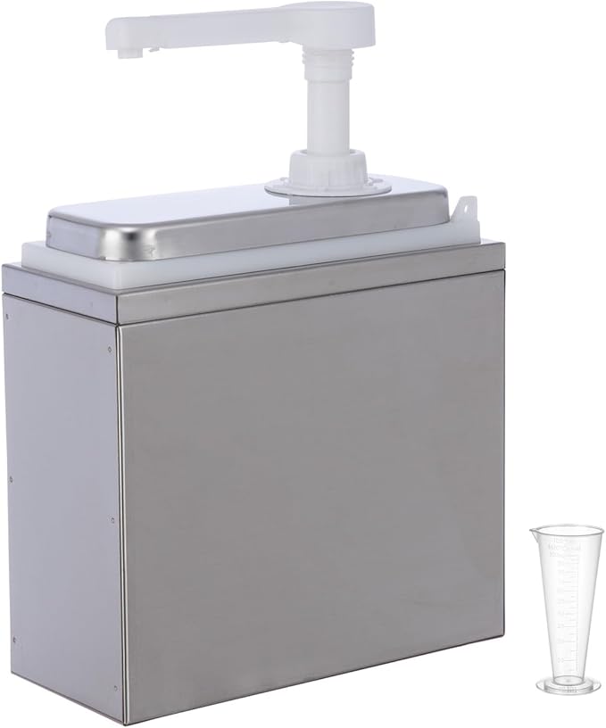 1.06 Quart Condiment Dispenser Pump,Syrup Pump Dispenser with Measuring Cup, Large Capacity Detachable Leak-Proof Design for Sauce, Honey, Syrup,Soy Sauce,Mustard,Cheese (1.06 QT, 1 pumphead)