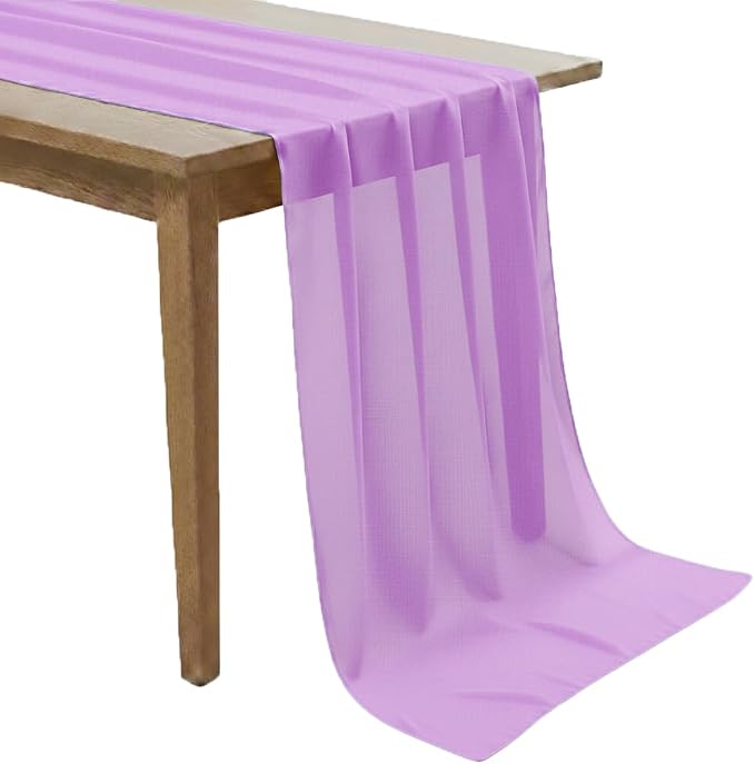 Pack of 15 | Orchid | 14ft Chiffon Table Runner 29x170 Inches Long Romantic Rustic Sheer Gauze Runner for Wedding Bridal Shower Birthday Banquets Engagement Spring Easter Boho Decorations by MDS