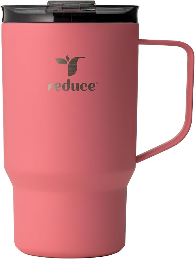 REDUCE Hot1 18 oz Hot1 Stainless Steel Insulated Mug with Temperature Adjusting Lid - Dual-Wall Vacuum, Cupholder Friendly - Keeps Drinks Hot for 6 Hours - Ideal for Coffee, Tea & Other - Baked Clay by Reduce