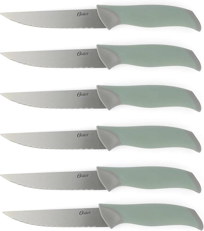 Oster Lindbergh 14 Piece Stainless Steel Kitchen Knife Block Set - Sage Green W/Black Knife Block - Cuchillos Para Cocina - Image 5
