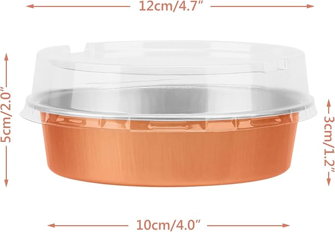 Beasea Mini Tart Pans, 8 Oz, 100 Pack, Rose Gold Aluminum Pie Pan Cartoon Tin Tart Pans, Round Oven Baking, 4 Inch - Image 2
