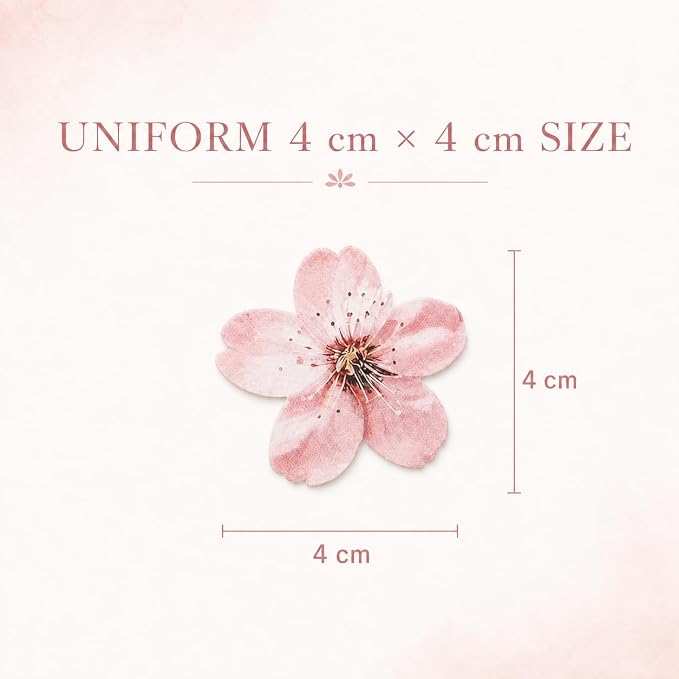 60Piece Edible Cherry Blossom Cake Toppers, Pre-Cut Wafer Paper Flowers in Assorted Sizes for Cupcakes, Baby Showers, Weddings, Birthdays and Spring Parties - Image 3