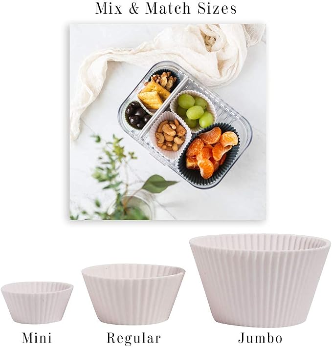 Reusable Silicone Baking Cup Silicone Muffin Liners for Cupcakes, BPA Free, Regular, 12 Pack, White Blue Green - Image 4