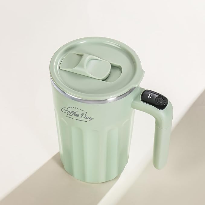 Self Stirring Mug,Self Stirring Coffee Mug,Suitable for Coffee, Milk, Cocoa and Other Beverages,Insulated bottle (Matcha Green-temperature, 12 Ounces) - Image 5