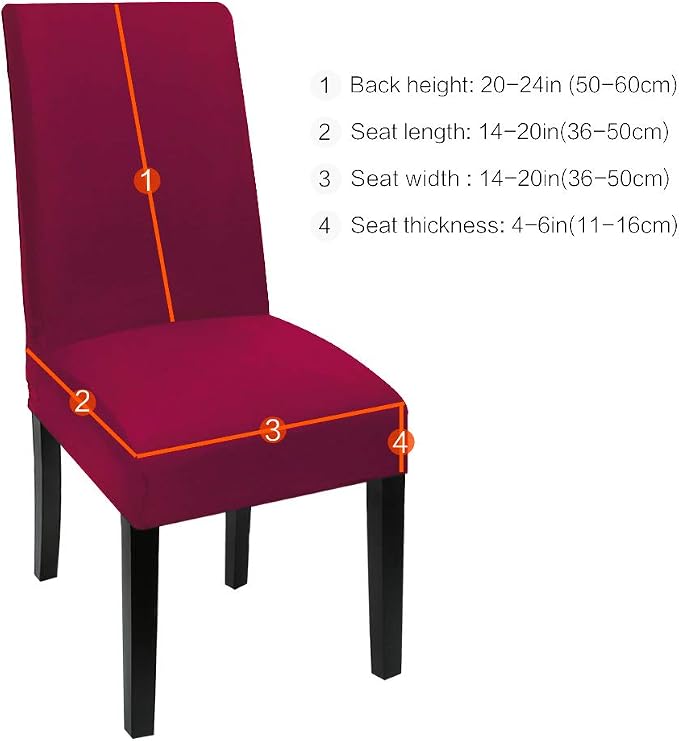 Fuloon 6 Pack Super Fit Stretch Removable Washable Short Dining Chair Protector Cover Seat Slipcover for Hotel, Dining Room, Ceremony, Banquet Wedding Party | Solid Burgundy, Set of 6, Super Fit, Stretch, Removable, Washable, Suits for Hotel, Dining Ro... - Image 3