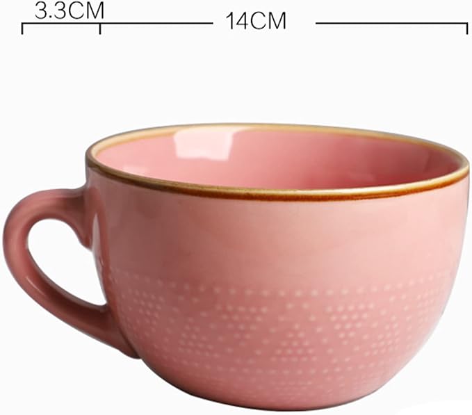 Disoza Large Ceramic Soup Mug with Handles 24 Ounce Jumbo Mugs Bowl Porcelain Pink Coffee Tea Cup XXL Cereal Soups Ramen Salad Bowl Coffee Cappuccino Cups Large Soup Bowl - Image 2