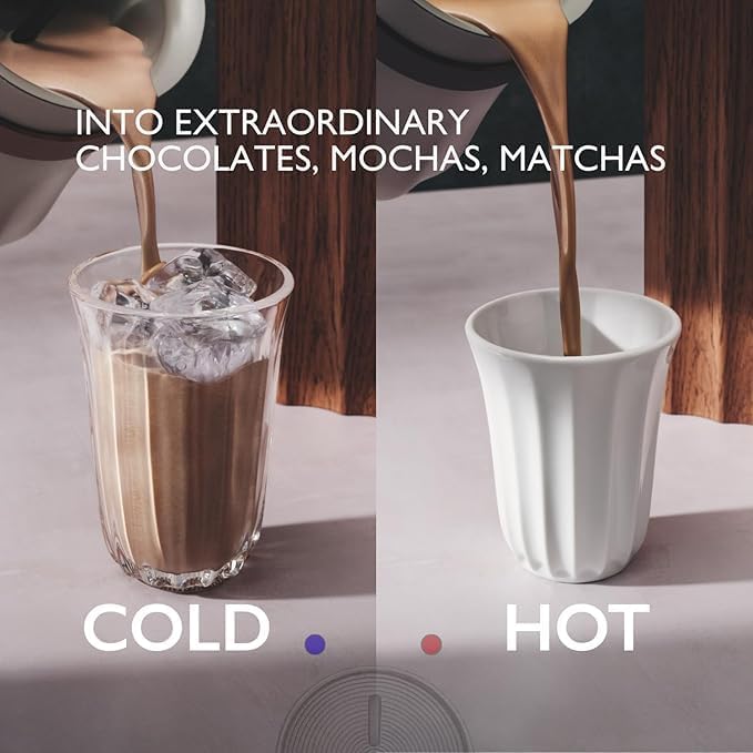 Hot & Cold Drinking Chocolate System - The ALL-NEW Velvetiser - Hotel Chocolat - 1 mug and 1 glass - European Style Drinking Chocolate - Pewter Edition