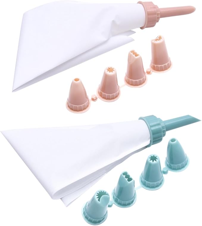 2 Sets Reusable Piping Bags with Tips PP Frosting Bags for Cake Decorating Clean for Icing Cookies Cupcakes Smooth Interior for Precise DIY Baking