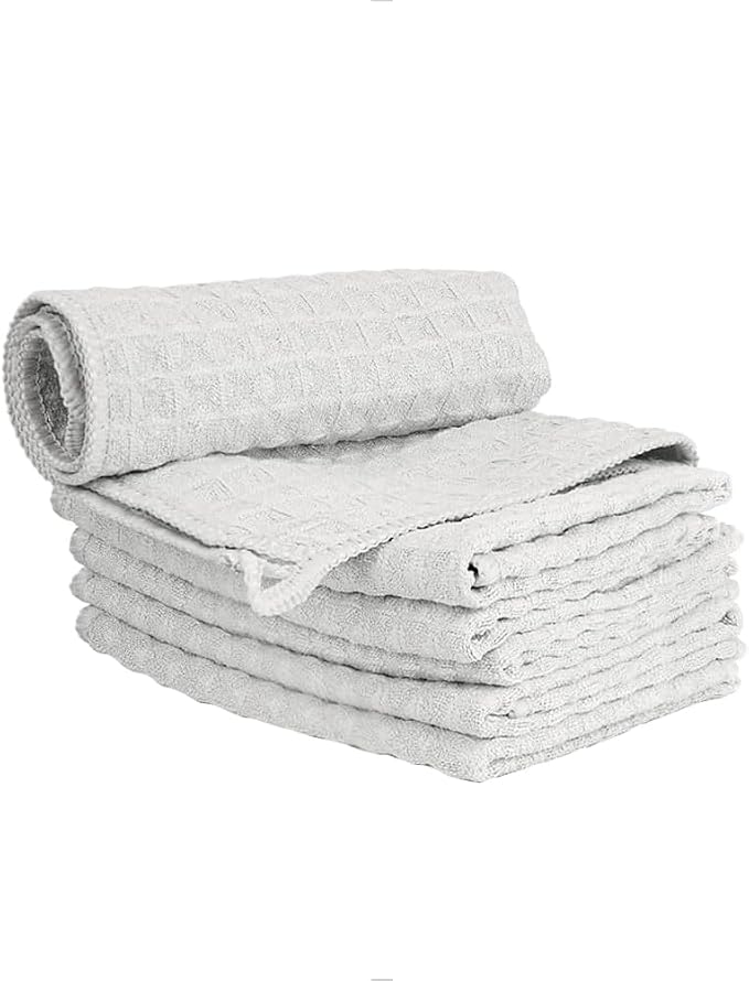 watchget 6 Pack Microfiber Espresso Barista Cleaning Towels, Light Grey | Professional 12"x12" Lint-free Rags; Highly Absorbent Cleaning Towels for Espresso Steam Wands & Coffee Bar Counters by watchget