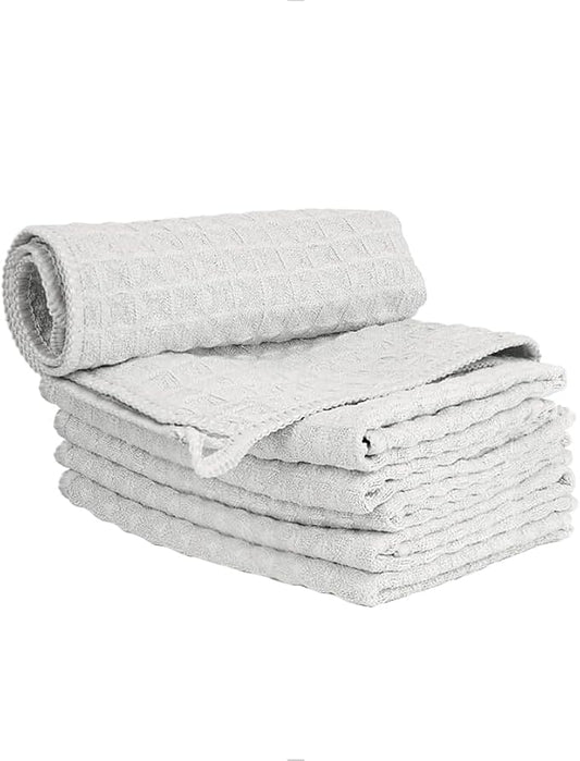 watchget 6 Pack Microfiber Espresso Barista Cleaning Towels, Light Grey | Professional 12"x12" Lint-free Rags; Highly Absorbent Cleaning Towels for Espresso Steam Wands & Coffee Bar Counters by watchget