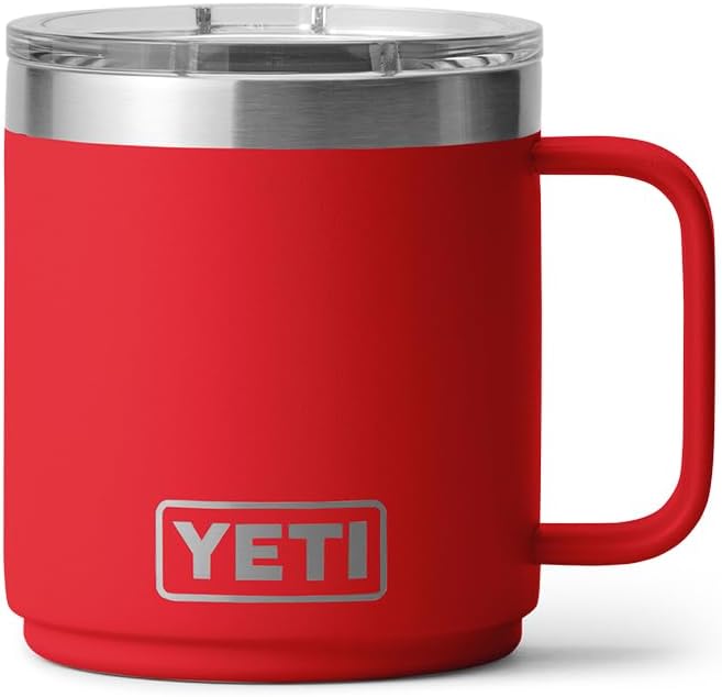 YETI Rambler 10 oz Ceramic Lined Stackable Mug, Vacuum Insulated, Stainless Steel with MagSlider Lid, Rescue Red - Image 3