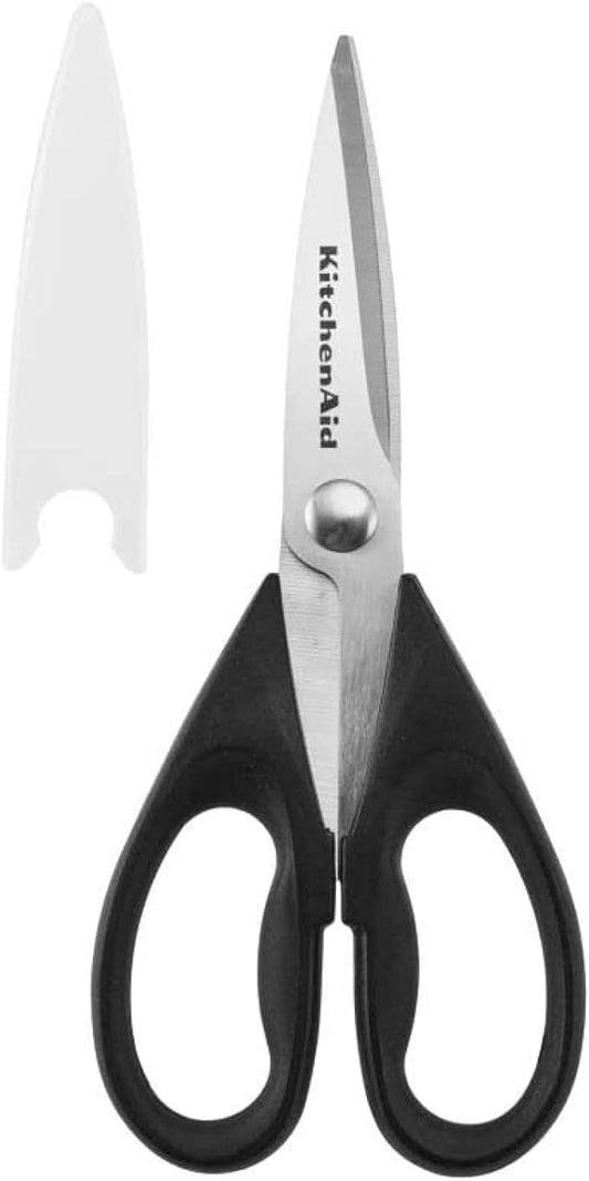 KitchenAid All Purpose Kitchen Shears with Protective Sheath Durable Stainless Steel Scissors, Dishwasher Safe, Soft Grip Comfort Handle, 8.72 Inch, Black by Unknown