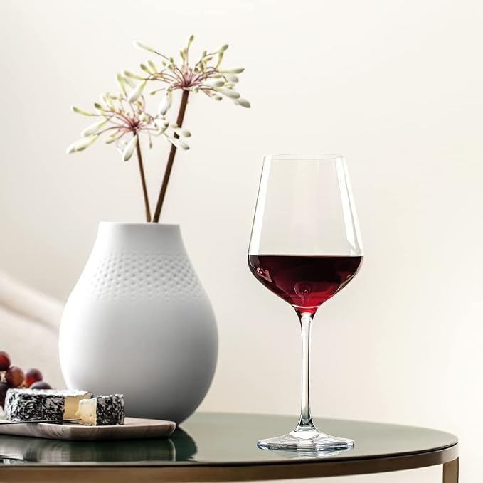 Villeroy & Boch La Divina Collection Bordeaux Goblet, Set of 4, Crystal Glass, 22 oz Capacity | Crystal glass Bordeaux goblets, made in Europe, dishwasher safe, curved lines showcase a classic red's bouquet - Image 2