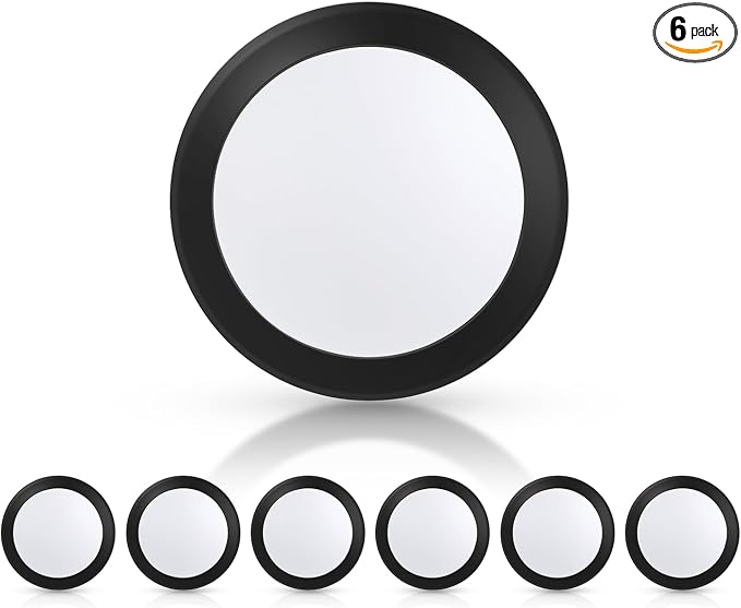 ECOELER 5/6 Inch Dimmable LED Disk Lights, 16.5W Black Flush Mount Disc Downlight, 1100lm 3000K Warm White, Low Profile Surface Mount Ceiling Light for J-Box or Recessed Can, ETL-Listed, 6 Pack by ECOELER