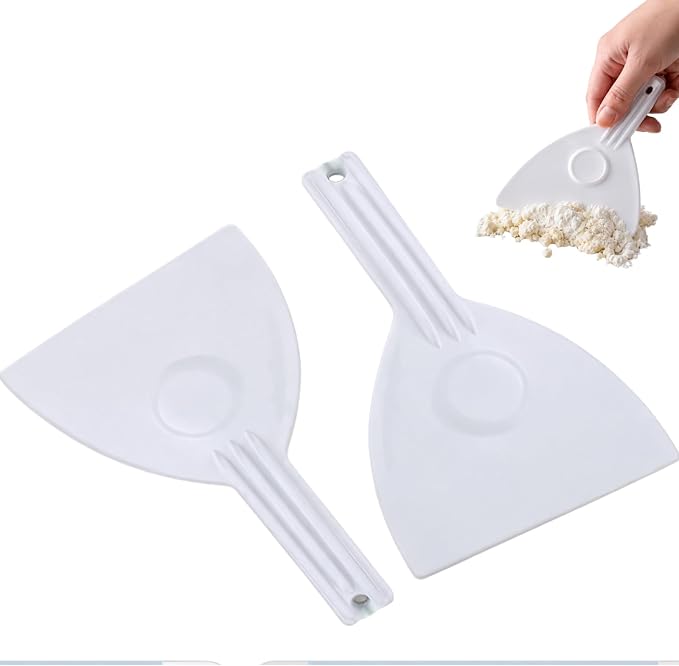 2 Pcs Dough Scraper Cutters, Bread Chopper Separator, Flour Scraper | Two 16.5 x 9.8 cm White Scrapers with 7.5 cm Handles for Dough Dividing, Flour Gathering, Cake Smoothing and Pastry Prep by Unknown