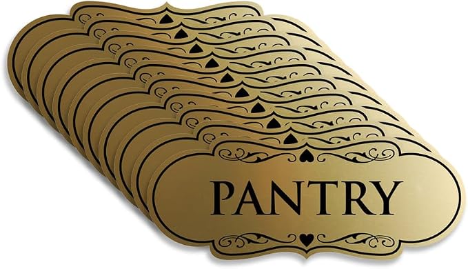 Designer Pantry Sign (Brushed Gold) - Large (10 Pack) by SignsByLITA