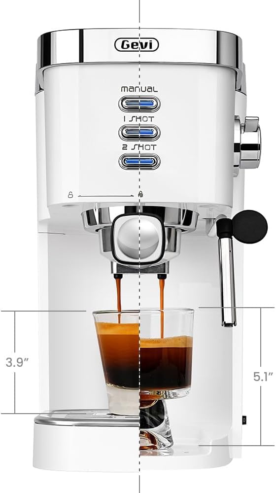 Gevi Espresso Machine 20 Bar High Pressure,Compact Espresso Maker with Milk Frother Steam Wand,Cappuccino,Latte Maker with Adjustable Shot Volume for Home,Gift for Mom and Dad