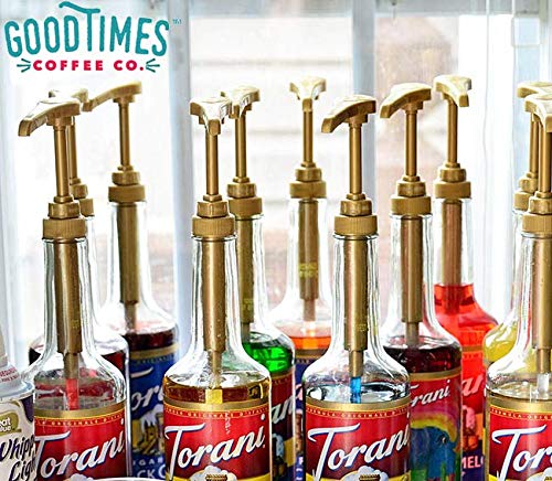 Gold Coffee Syrup Pump for 750ml Bottles (Pack of 2) | Fits Torani, (Monin 1 Liter Plastic Bottles Only), DaVinci, Jordan's Skinny, and Upouria