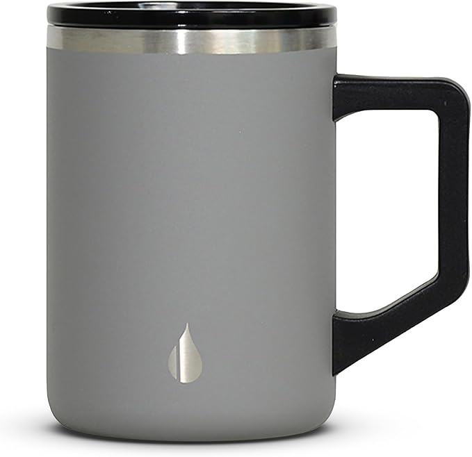 Elemental Insulated Coffee Mug - Triple-Wall Stainless Steel Summit Travel Cup for Hot and Cold Drinks - Thermal Coffee Mug with Lid and Handle for Camping, Office & Travel 16oz - Graphite by Elemental