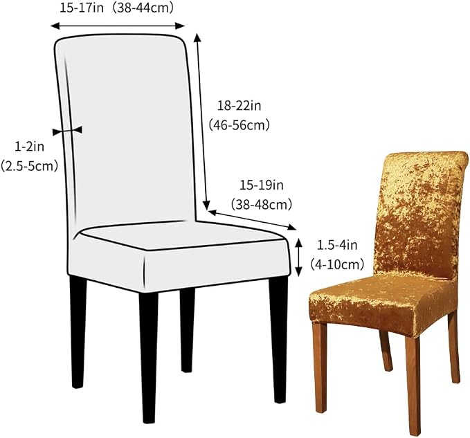 FORCHEER Chair Covers for Dining Chairs Set of 6,Velvet Gold Stretch Dining Room Chair Cover Kitchen Parsons Chair Slipcovers (Pack of 6, Velvet Gold) - Image 5