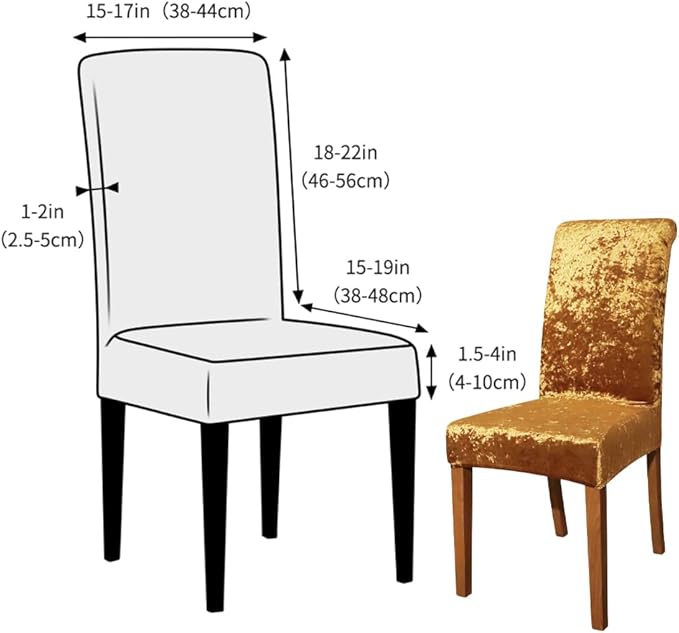 FORCHEER Chair Covers for Dining Chairs Set of 4,Velvet Gold Stretch Dining Room Chair Cover Kitchen Parsons Chair Slipcovers (Pack of 4, Velvet Gold) - Image 5