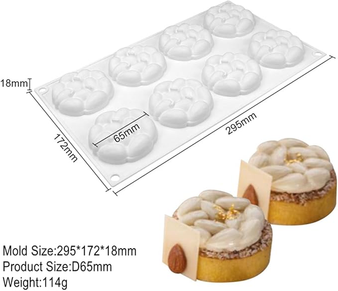 mostsom Chocolate Almonds Molds Silicone 8 Cavities Chocolate Candy Fondant Mold Mould for DIY Baker Soap Mold (Almonds G1_11.8x6.88x0.72inch)