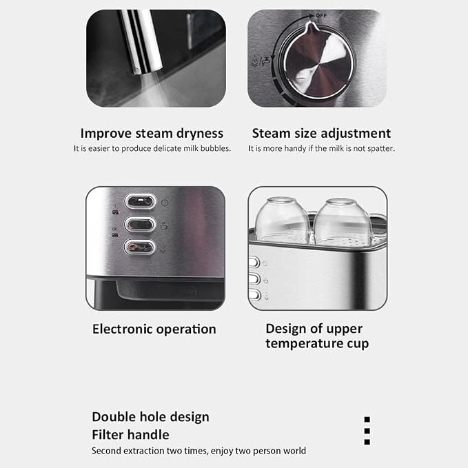 Stainless Steel Coffee Machine with 1.6L Water for Office - Image 6