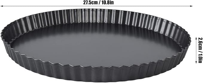 Tart Pan Quiche Pan, Nonstick Deep Dish, Carbon Steel with Removable Bottom | Heavy Duty Pie Plate Baking Dish for Cakes Quiches, Easy Release ([Thickened] 11-inch live bottom pie plate) - Image 7