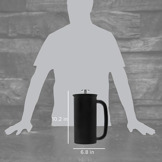 ESPRO P7 French Press Stainless Steel 304 – Patented Double Walled Micro-Filter Insulated French Press Coffee Maker, Grit-Free Brew - Heat Resistant BPA Free Coffee Maker - Matte Black(18oz)