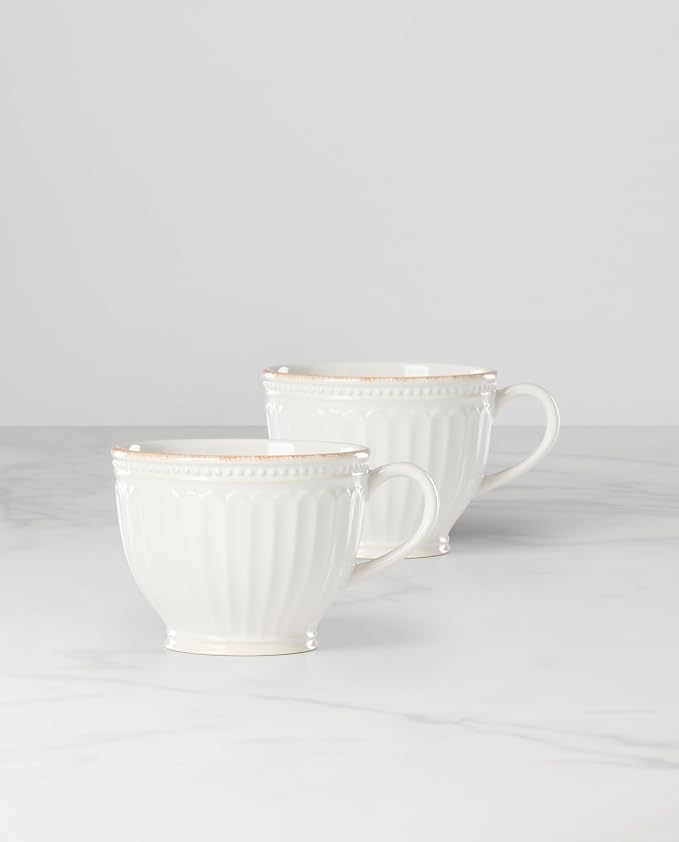 Lenox French Perle Groove 2-Piece Latte Mug Set, 2.30 LB, White - Image 3