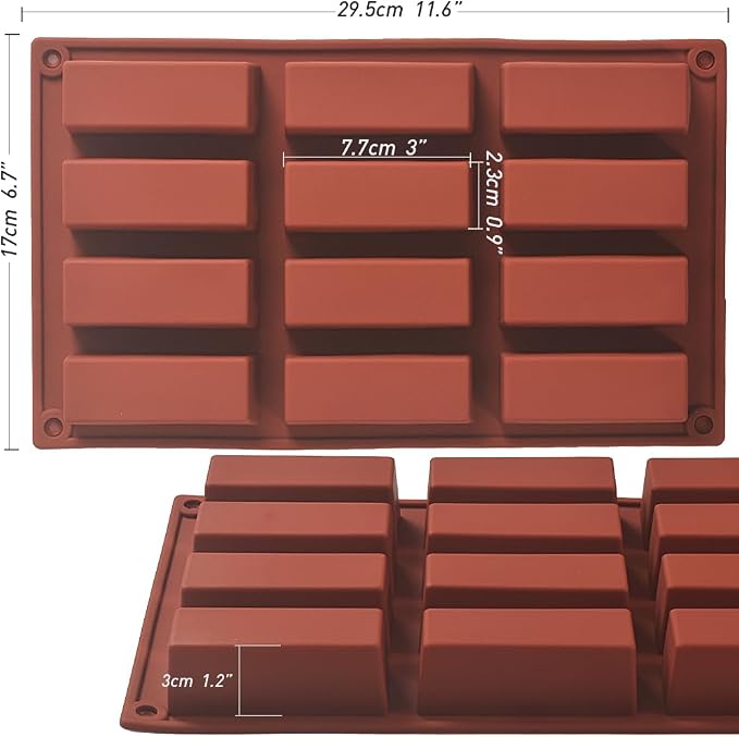 ionEgg 12 Cavity Rectangle Granola Bar Silicone Mold, Butter Stick Mold, Pack of 3 - Image 3