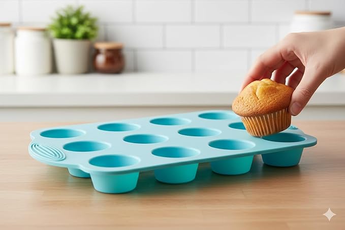 Silicone Baking Set – Gift-Ready BPA-Free Bakeware Kit with Non Stick Silicone Mini Muffin Pan, Cupcake Pan, Baking Utensils, Piping Bag & Recipe Cards – Cake Mold Starter Set for Baking