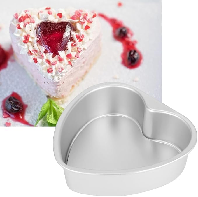 Heart Shape Cake Pan, Anodized Aluminum Alloy 8 in Tall Loose Base Silver Chiffon Mousse Sponge Dessert Baking Mould for Wedding Birthday Anniversary - Image 7