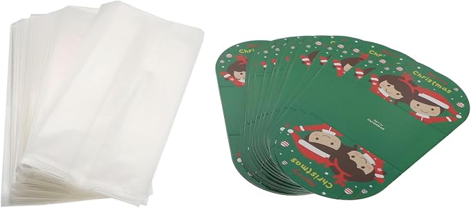 PRETYZOOM 50sets Christmas Pastry Packing Bags Festive Wrap for Homemade Bread Treats Xmas Design for Cookies Packaging by PRETYZOOM