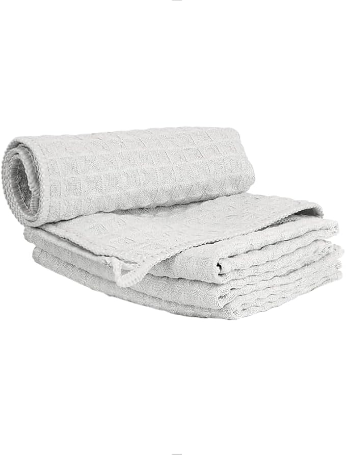 watchget Barista Microfiber Cloths 4 Pack Light Grey(12"x12") | Professional Cleaning Towels for Espresso Machines, Steam Wands & Countertops Essential Coffee Bar Accessories by watchget