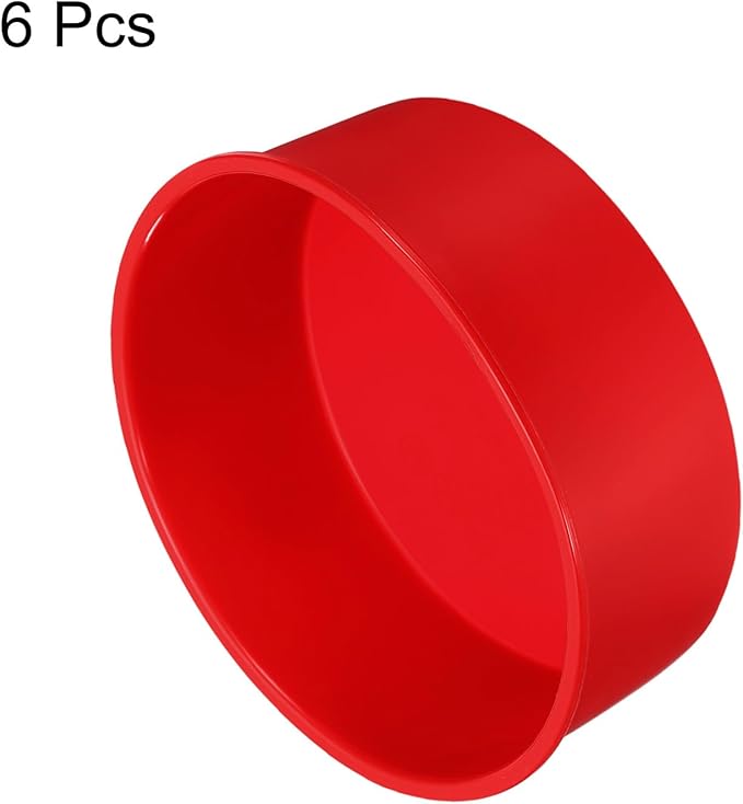 HARFINGTON 6 Pcs Round Cake Pans 6.4" Nonstick Quick Release Silicone Cake Mould Bakeware Tools for Baking Cupcakes Bread Pizza, Red