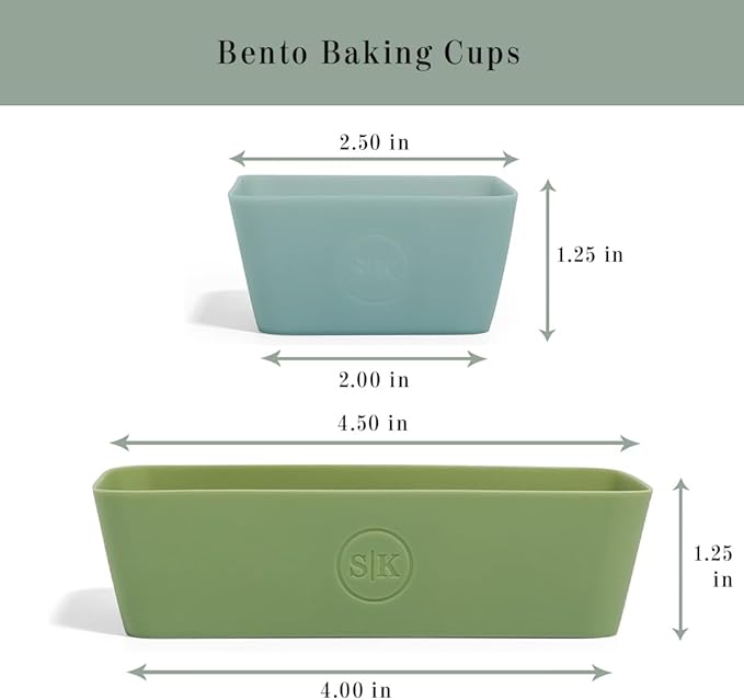 Reusable Silicone Bento Baking Cup, Non-Toxic, BPA Free, Dishwasher Safe Bento Box Accessories Lunch Box Dividers, Square and Rectangle, 24 Pack, Blue, White, Green - Image 3