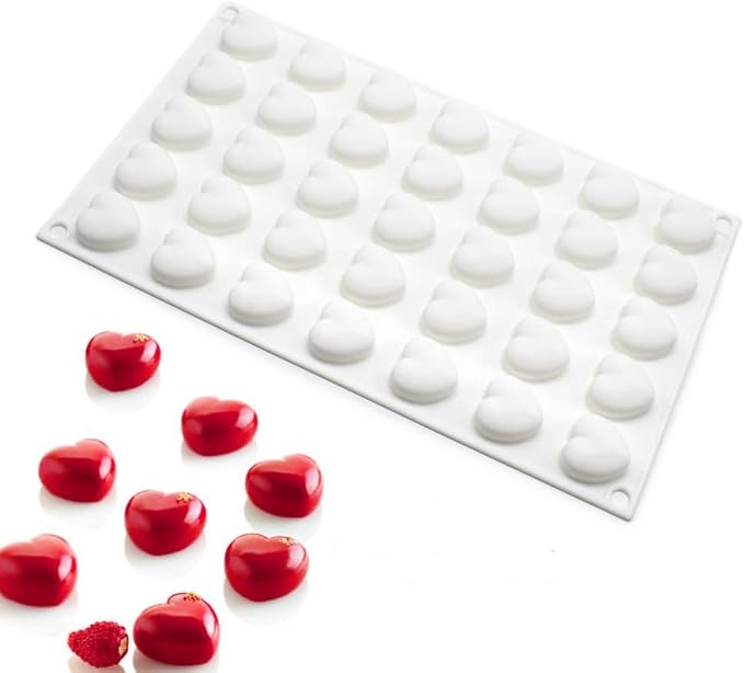 Mini 35 holes Heart Shape Silicone Mold For Candy Chocolate Cake Mould Baking DIY Ice Tray Food Safe Kitchen Accessiories (Lover Heart B_11.76x6.88x0.56 inch) by mostsom