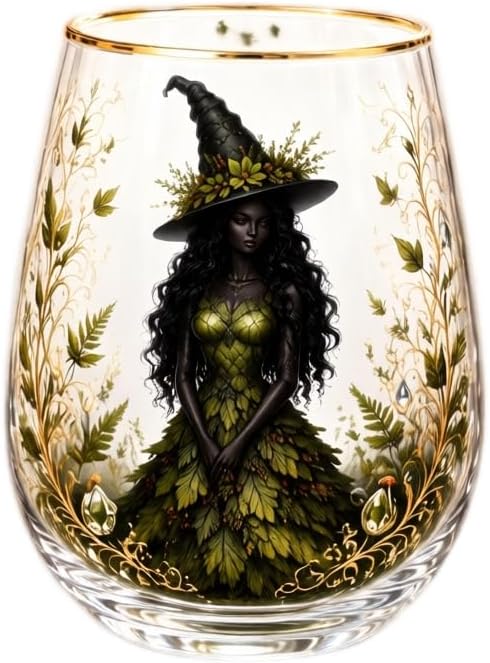 3D Halloween Autumn Glass Art Cup,Stemless Holiday Glassware Collection | Fantasy Fall Witch Wine Glasses,Holiday Printed Table Ornaments,Magical Halloween Home Decor Gifts for Various Beverages by Unknown
