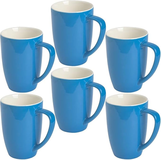 homEdge Porcelain Mug Set, 16 Ounces Cup for Tea, Latte, Mocha, Hot Chocolate, Set of 6, Blue by homEdge