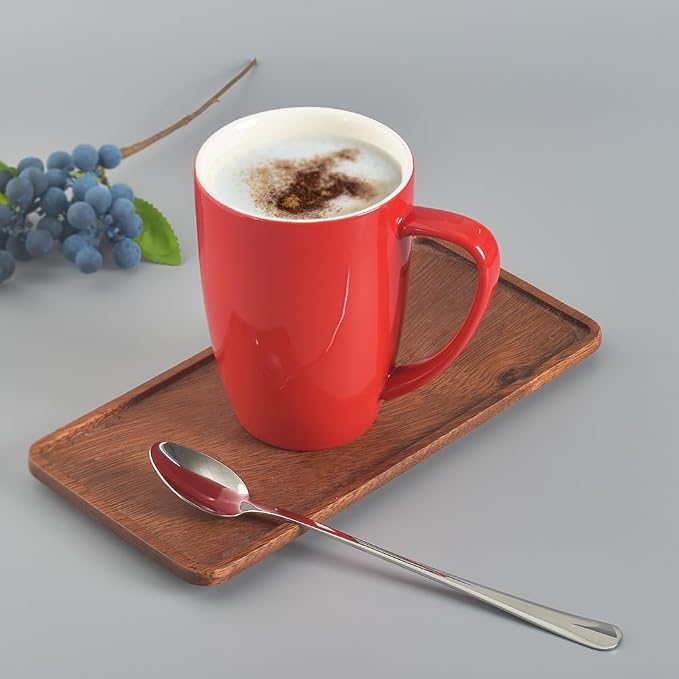 homEdge Porcelain Mug Set, 16 Ounces Cup for Tea, Latte, Mocha, Hot Chocolate, Set of 6, Red - Image 4