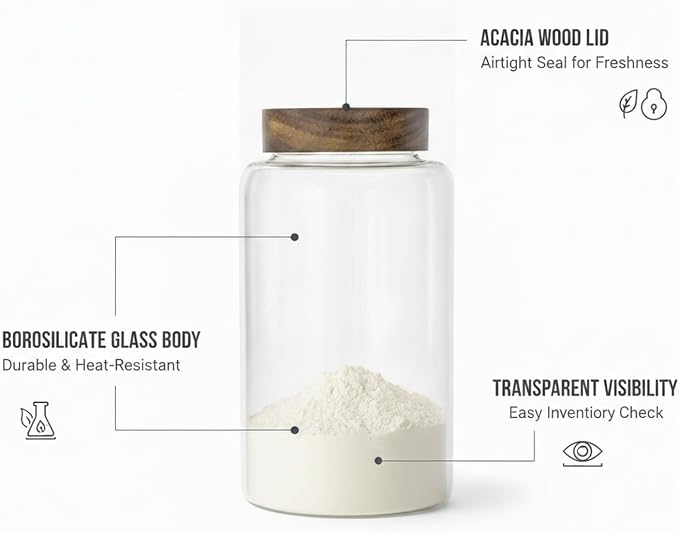 Store Dry Pantry Staples in This Borosilicate Glass Jar with Acacia Wood Lid - Image 4