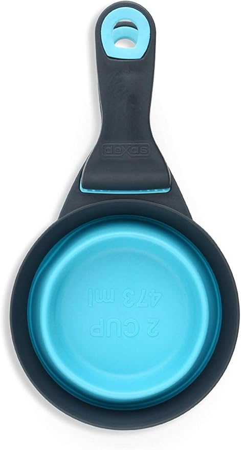 Dexas Popware for Pets Collapsible KlipScoop, 2 Cup Capacity, Gray/Blue